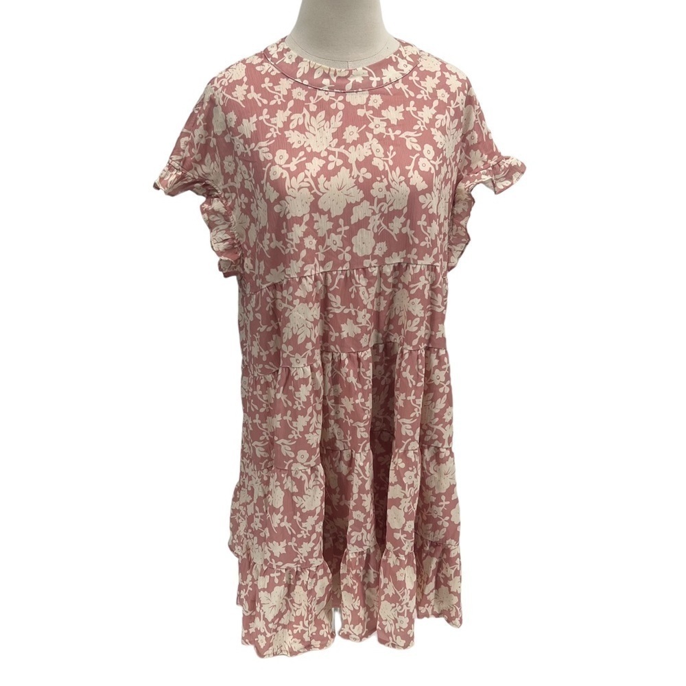 Foteisy Pink Cream Floral Baby Doll Dress Size Large Women's
